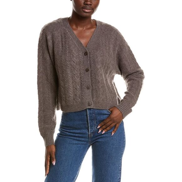 NAADAM Sweaters - Naadam Womens Cashmere Airy Cable Cardigan, Brown